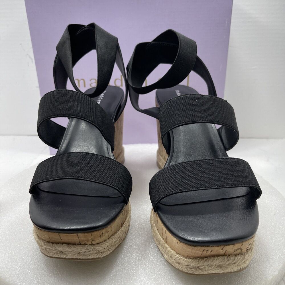 Madden Girl Maranda Wedge Sandals, Black, Women Size 11 Item#659